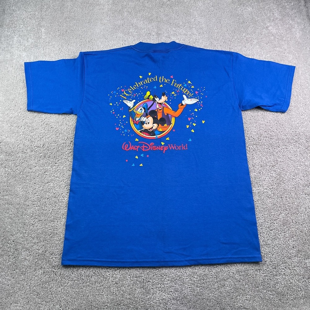 NEW Disney World Shirt Mens Large Blue 2000‎ Millenium Made in USA Vintage NWT